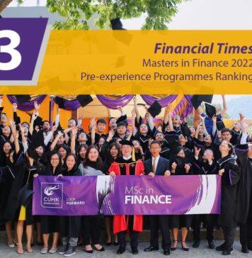 CUHK Business School Remains the 33rd Worldwide in the Financial Times Masters in Finance 2022 – Pre-experience Programmes Ranking