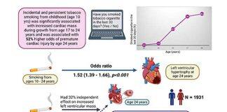 Smoking tobacco from childhood can cause premature heart damage